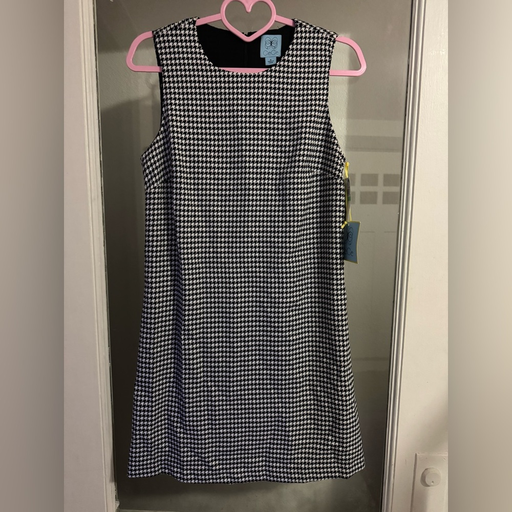 CeCe Black and White Houndstooth Mini Dress